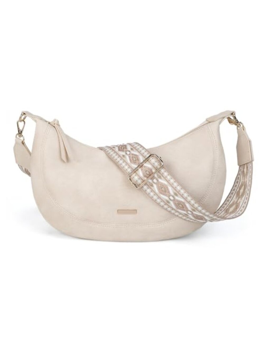 Boho Crescent Hobo Crossbody Bag Soft Faux Leather Medium Purse with Card Slots
